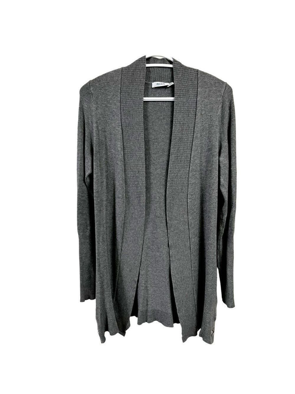 Lightweight Gray Cardigan with Grommet Detailing